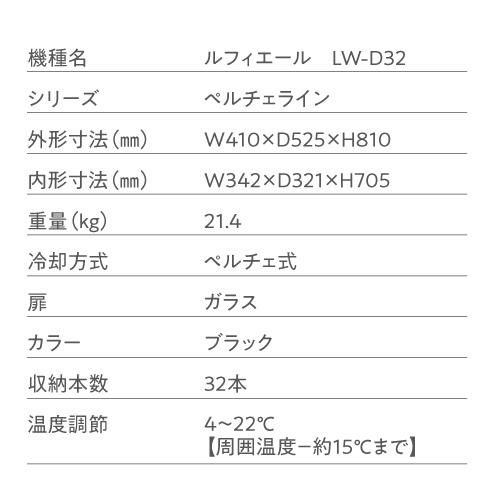 美品!!ルフィエール ワインセラー ペルチェ式 32本 - 冷蔵庫・冷凍庫