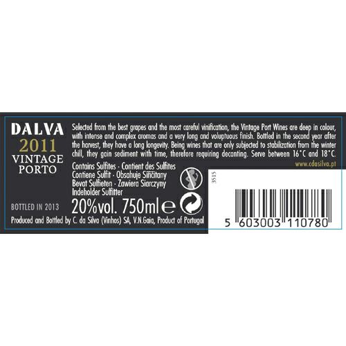 デキャンタボトル　DALVA ポートワイン 10年熟成（2011年瓶詰） デキャンタボトル DALVA ポートワイン 10年熟成（2011年瓶詰